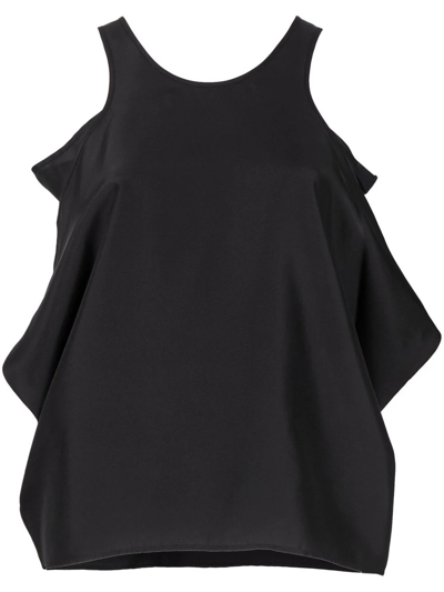 Totême Draped-side Silk-satin Top In Black