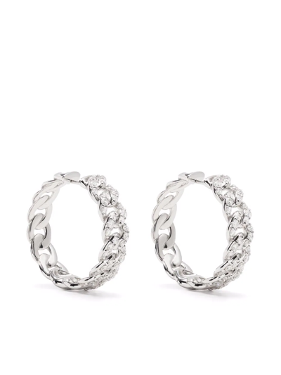 Leo Pizzo 18kt White Gold Groumette Diamond Earrings In Silber