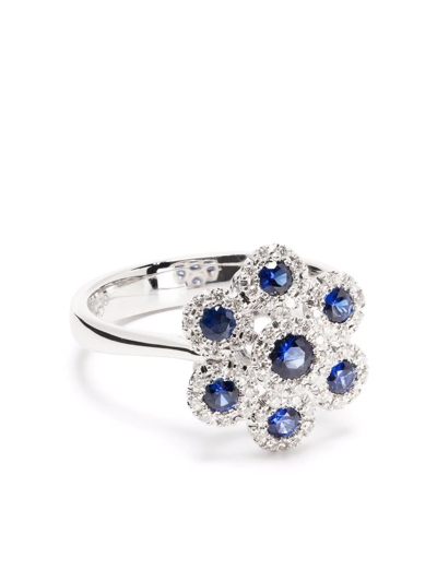 Leo Pizzo 18kt White Gold Sapphire And Diamond Ring In Silber