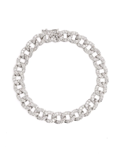 Leo Pizzo 18kt White Gold Groumette Diamond Bracelet In Silber