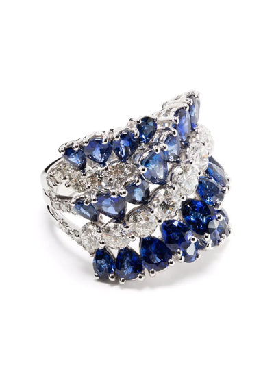 Leo Pizzo 18kt White Gold Sapphire And Diamond Ring In Silber