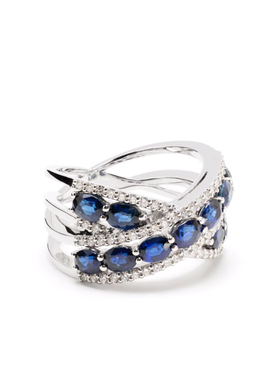 Leo Pizzo 18kt White Gold Sapphire And Diamond Ring In Silber