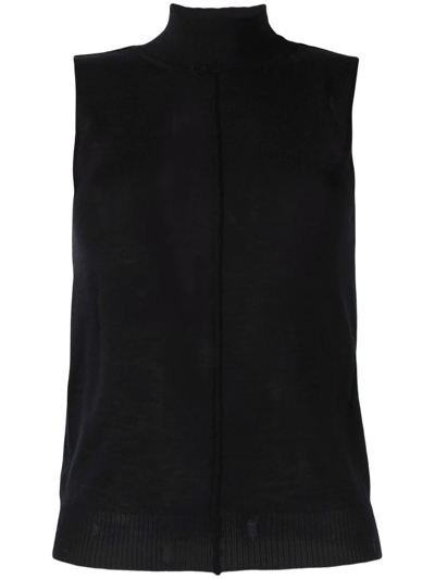 Amiri High Neck Cashmere Vest In Black