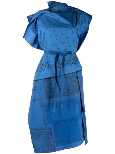 Kenzo Bandana-print Asymmetric Dress In Blau