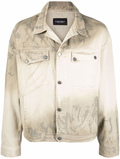 A-cold-wall* Corrosion Graphic-print Denim Jacket In Beige