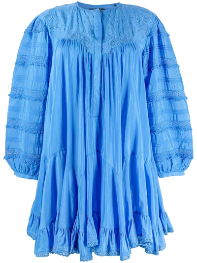 Isabel Marant Gyliane Cotton & Silk Voile Minidress In Blue