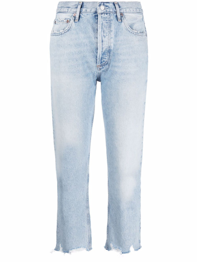 Agolde Riley Cropped Jeans In Blue