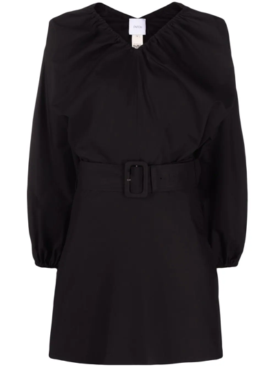 PATOU BALLOON-SLEEVE BELTED MINI DRESS