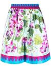 Dolce & Gabbana Floral Print High-waisted Shorts In Blau