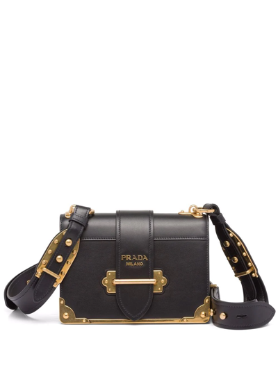 Prada Cahier Shoulder Bag In Bianco Nero (white)