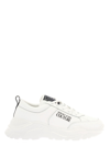 VERSACE JEANS COUTURE VERSACE MAN'S WHITE LEATHER BLEND SNEAKERS WITH LOGO