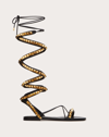 Valentino No Limit Rockstud Ankle-wrap Gladiator Sandals In Black