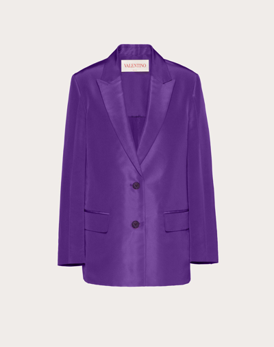 Valentino Silk Faille Single Breasted Blazer In Purple