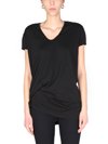 RICK OWENS T-SHIRT WITH DRAPING