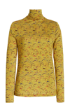 Ulla Johnson Aurelia Printed Turtleneck Top In Yellow
