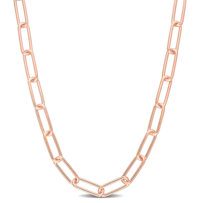 Amour Polished Paperclip Chain Necklace In 18k Rose Gold Plated Sterling Silver In Rose Gold-tone