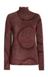 Ulla Johnson Aurelia Printed Tricot Turtleneck Top In Yellow,red