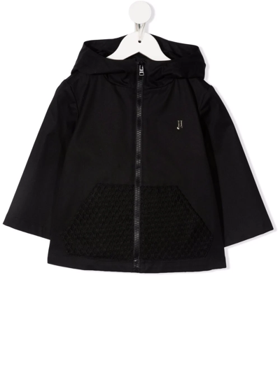 Herno Teen Hooded Zip-up Jacket In Black