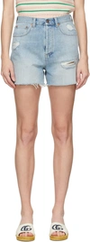 GUCCI BLUE DENIM ECO WASHED ORGANIC SHORTS