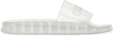 Gucci Transparent Logo-embossed Slides In White