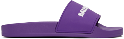 Balenciaga Pool Slide Sandal Violet And White In Viola