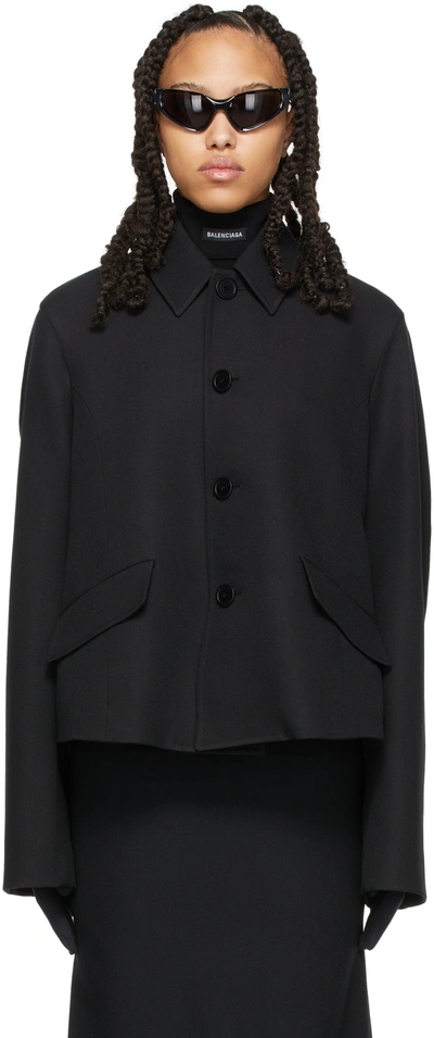 Balenciaga Deconstructed Wool Barathea Jacket In Black
