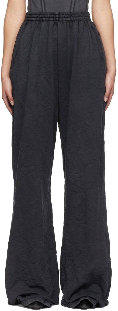 Balenciaga High-rise Wide-leg Cotton Sweatpants In Nero