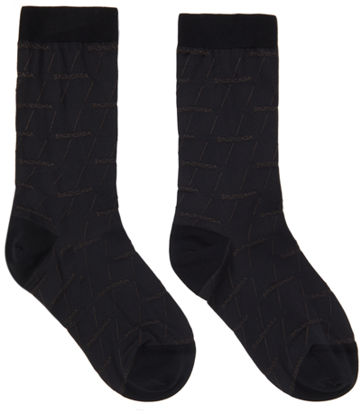 Balenciaga Black Bb Tight Socks In Black/ Dark Grey