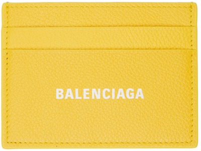 Balenciaga Men's Calfskin Cash Card Holder In Yellowwht