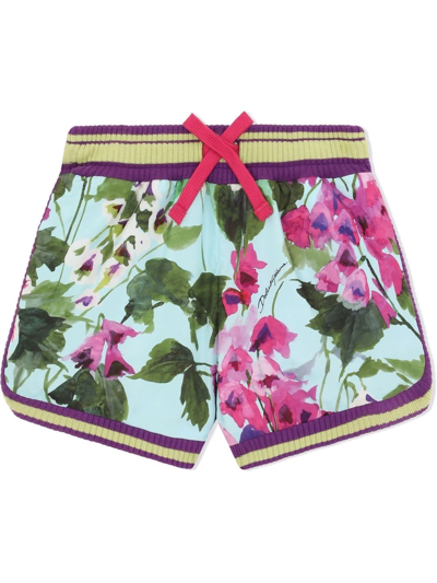 Dolce & Gabbana Kids' Floral-print Drawstring Shorts In Multicolor