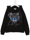 KENZO TIGER HEAD-EMBROIDERED HOODIE
