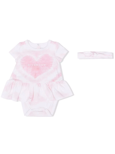 Givenchy Babies' Tie-dye Logo-print Dress In Pink