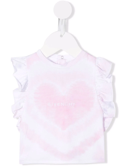 Givenchy Babies' Embroidered-logo Ruffle T-shirt In Rosa