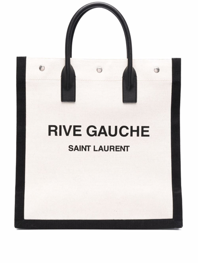 Saint Laurent Two-tone Canvas Rive Gauche Shopping Bag In Multicolor