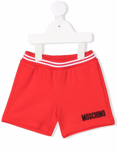 Moschino Babies' Logo印花运动短裤 In Red