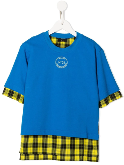 N°21 Kids' Logo-print T-shirt In Blue