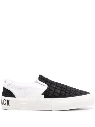 Hide & Jack Fuji Crocodile Effect Slip-on Sneakers In Black