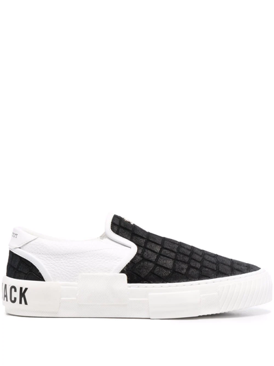 Hide & Jack Fuji Crocodile Effect Slip-on Trainers In Black