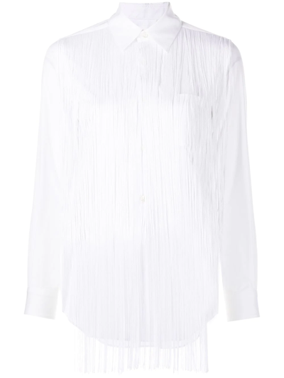 Comme Des Garçons Comme Des Garçons Fringe-trim Long-sleeve Cotton Shirt In White