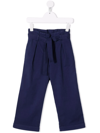 Bonpoint Paperbag-waist Cotton-blend Trousers In Blue