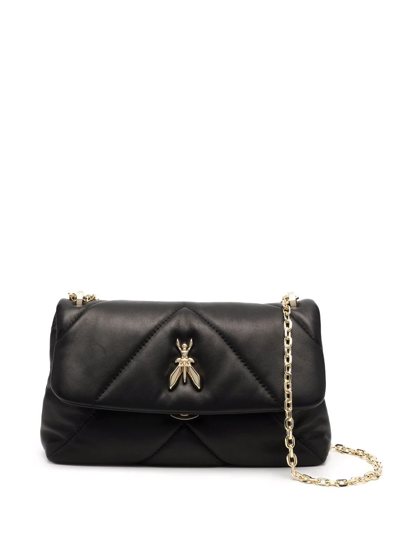 Patrizia Pepe Chevron Leather Shoulder Bag In Black