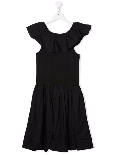 Molo Kids' Flared Ruffled Dress In Black