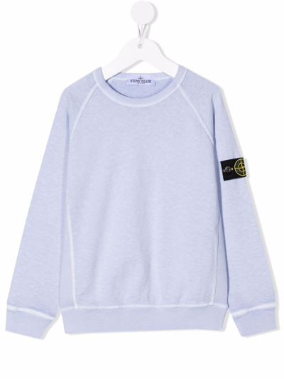 Stone Island Junior Teen Logo-patch Sweatshirt In Blue