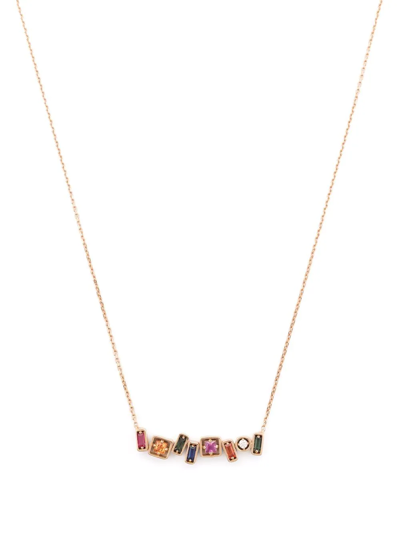 Suzanne Kalan Rose Gold Rainbow Sapphire Necklace In Pink