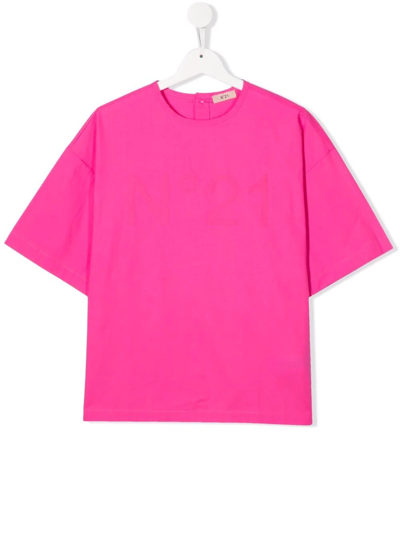 N°21 Teen Logo-print Buttoned T-shirt In Pink