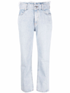 ALEXANDER WANG BELTED FRAYED STRAIGHT-LEG JEANS