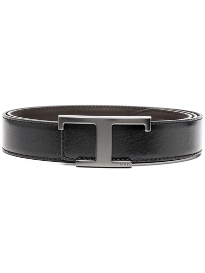 Tod's T Logo Buckle Belt In Black