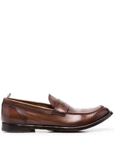 Officine Creative Round-toe Leather Loafers In Brown