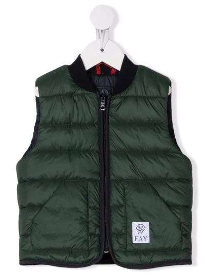 Fay Teen Padded Band-collar Gilet In Green