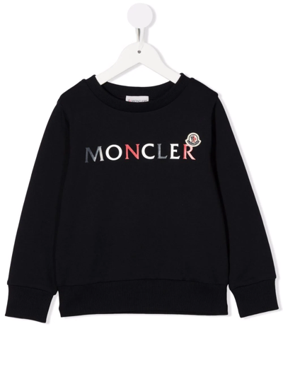 Moncler Kids' Logo-print Cotton Sweatshirt In Black